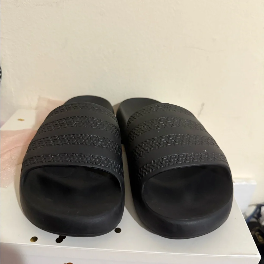 Adidas Black Embossed Slide Sandals - Picture 6 of 6